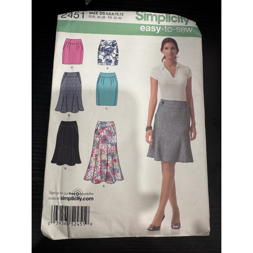 Simplicity 2451 Skirt Sewing Pattern Misses Sz 4-12 Multi-Length Flared Straight